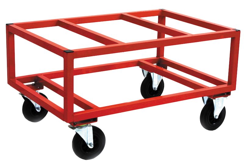 Pallvagn, för EUR lastpall, höjd 650 mm, röd, elastikhjul